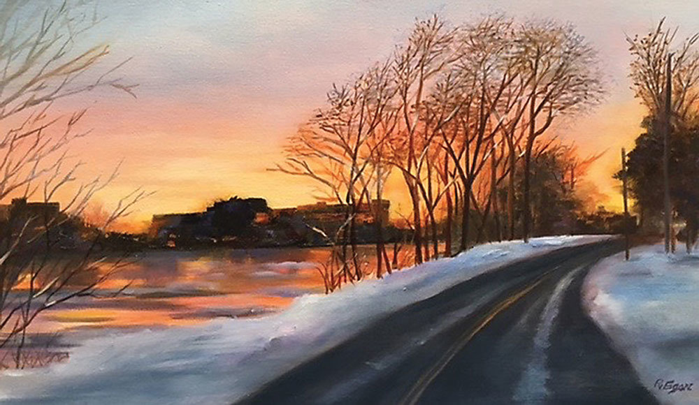 “Early Morning Light on the River” is an oil on canvas by Renee Egan.