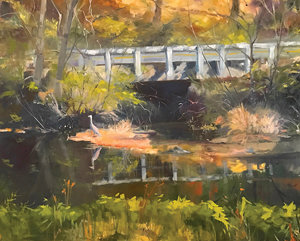 “Waiting for a Fish” is an oil on canvas by Connie Dierks.