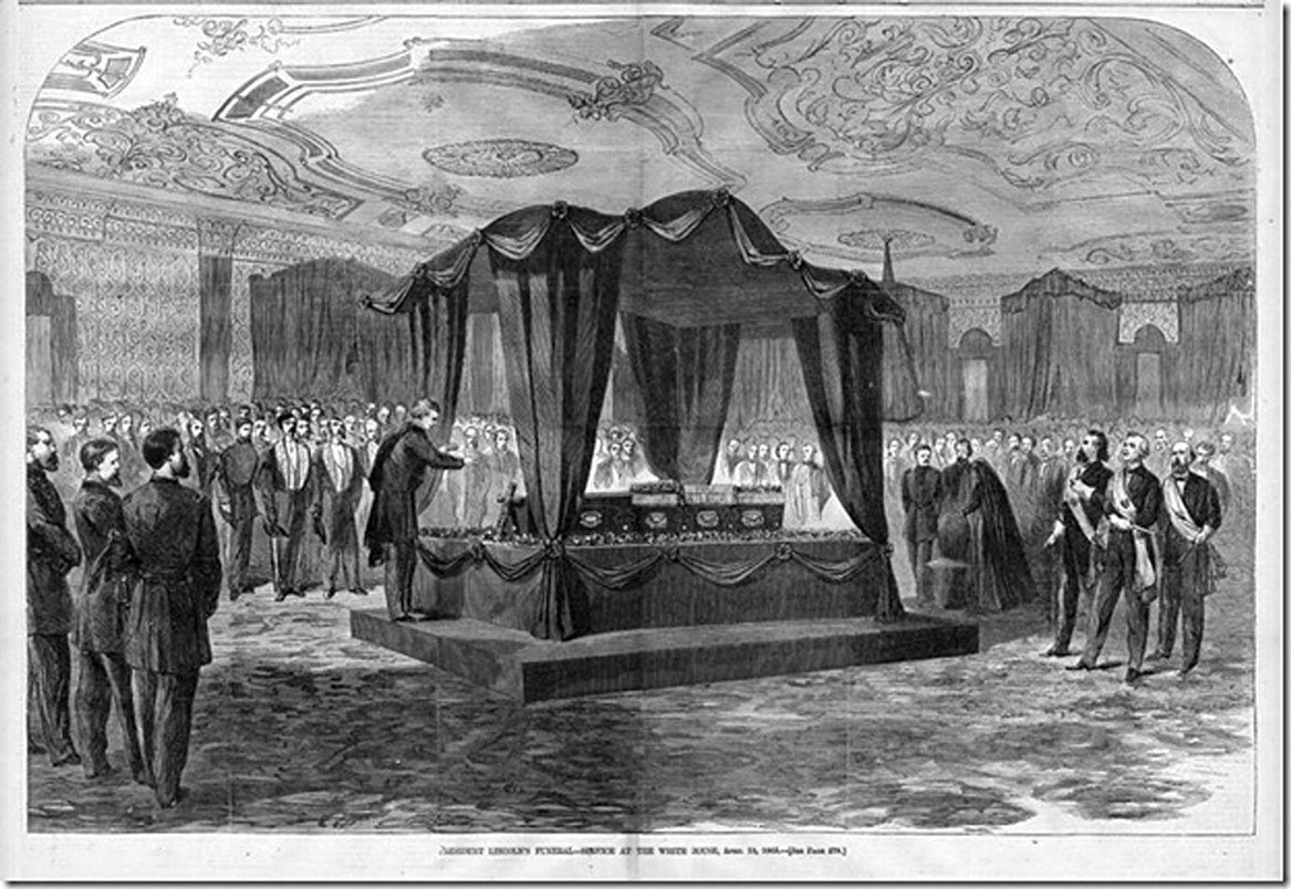 President Lincoln’s body lay in state in the Capitol Rotunda April 20 and the morning of April 21 before it was moved to a train that would take him to Springfield, Ill.