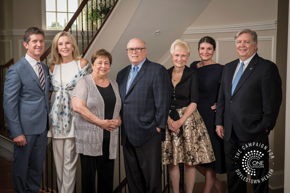 From left are: Honorary Campaign Chairs Alex and Pat Gorsky; campaign Chairs Angela and Dick Clark; Joan Parlee, chair, boards of trustees; Laura Wortman, vice president and chief development officer; and Jim Brexler, president and CEO.
