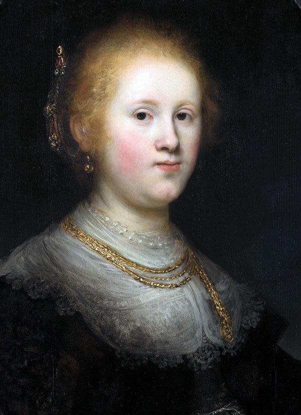 Rembrandt van Rijn (Dutch, 1606–1669), “Portrait of a Young Woman” (detail), 1632, oil on panel. Allentown Art Museum: Samuel H. Kress Collection, 1961. (1961.35)