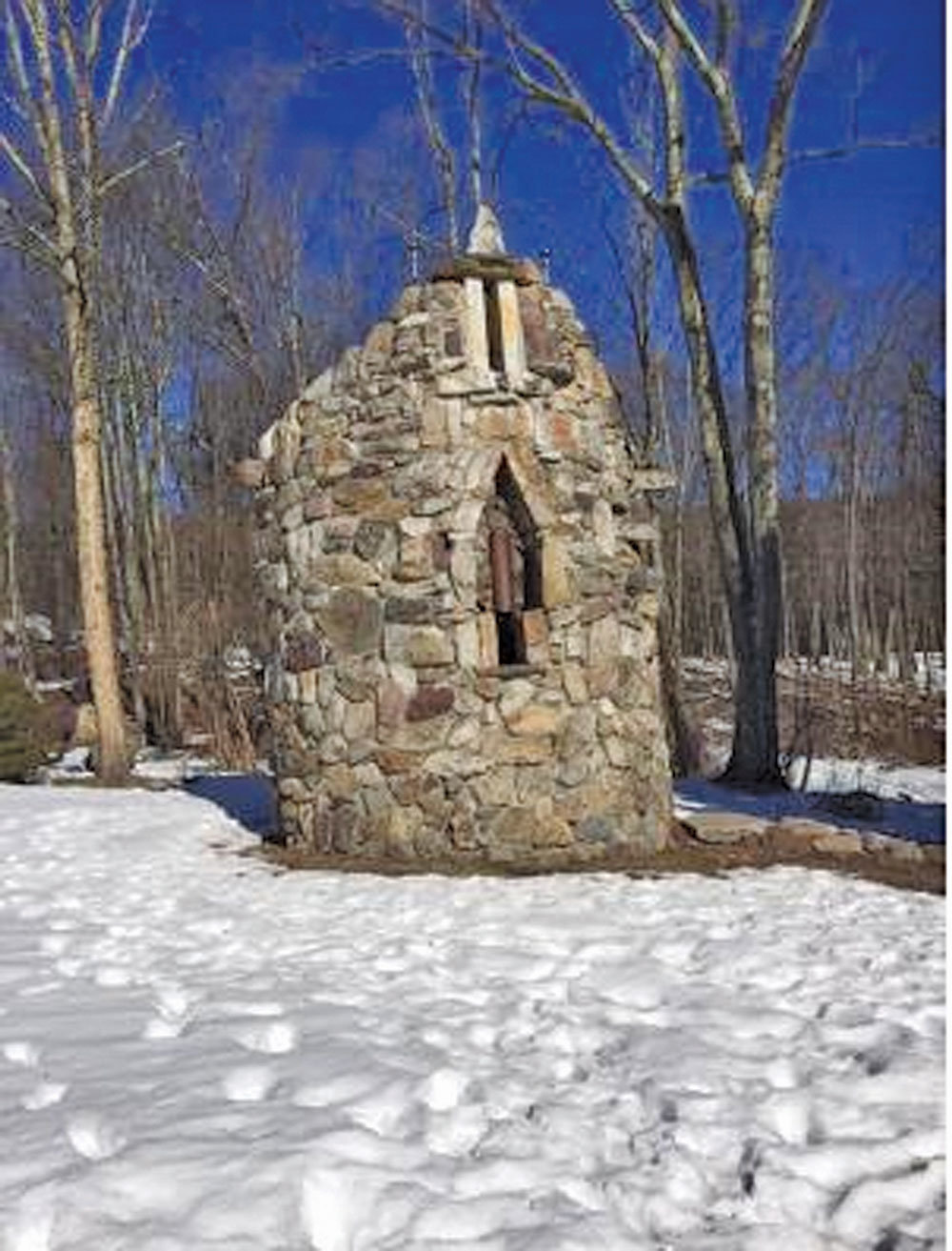 St. Oran’s Bell Tower at Columcille Megalith Park in Northampton County is based on an 8th-century Irish ruin. (KATHRYN FINEGAN CLARK)