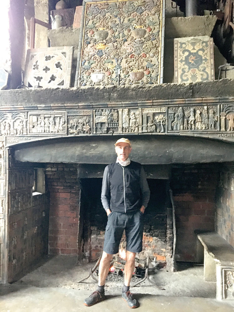 Neil King stopped at Moravian Pottery & Tile Works in Doylestown on his 300-mile walk to explore the legacies of American originalists. (Freda Savana)
