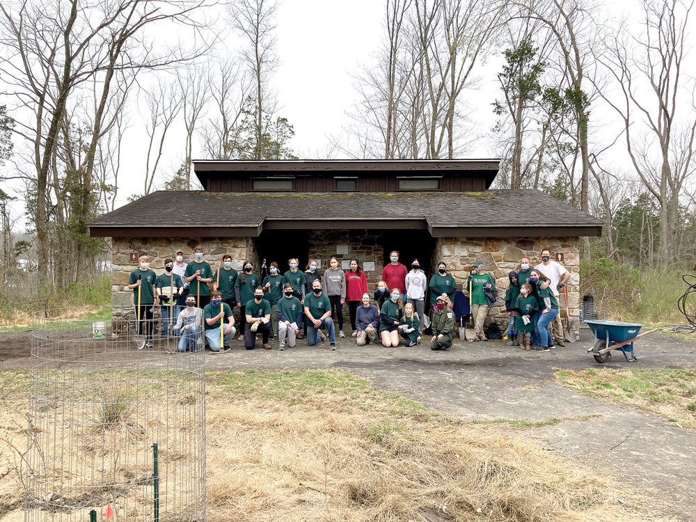 Nearly 25 high school students, 18 Penn State Extension Master Watershed Stewards and Nockamixon State Park employees planted 55 trees and shrubs over two days in early April.
