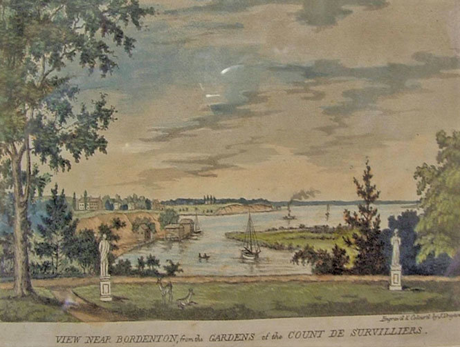 A view of the gardens as they existed in Joseph Bonaparte’s time. He assumed the name of Count of Survilliers, after a property he owned near Mortefontaine in France.