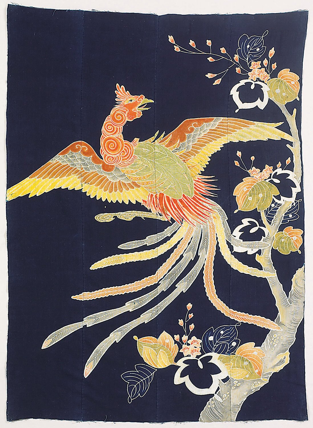 From “Sleep Tight,” a Japanese, Futon Cover, late 1800s, cotton plain weave with tsutsugaki (tubework resist dyed and painted decoration). Allentown Art Museum: purchase, gift of Kate Fowler Merle-Smith by Exchange.