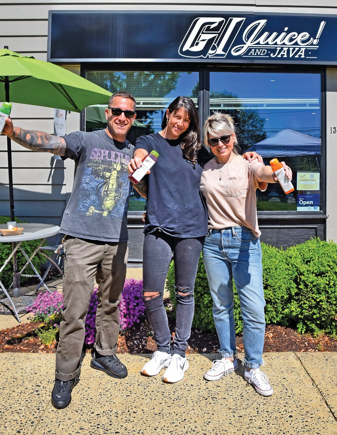 Ryan Prezioso, Mary Deas and Tiffany Pedone, owners of GI Juice & Java in Buckingham Green