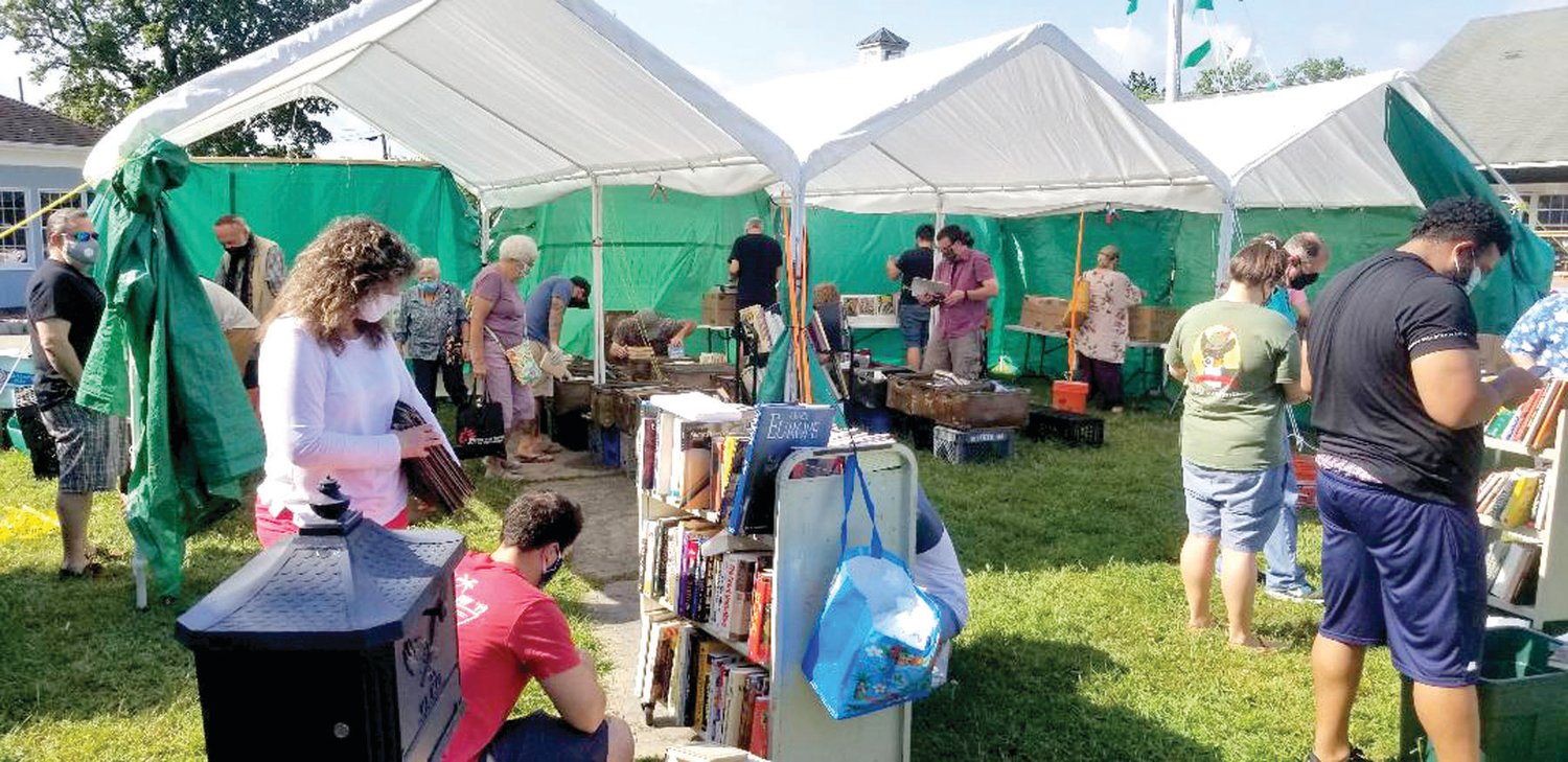 Shoppers browse at the Flemington Summer Book Fest.