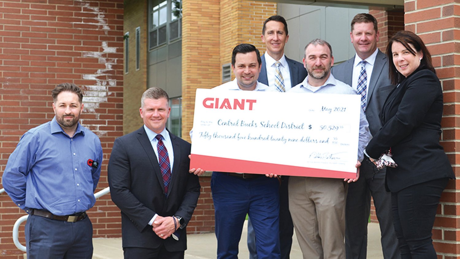 The Giant company presented a $50,529 donation at Butler Elementary School to Central Bucks School District to be used in support of its school food programs.