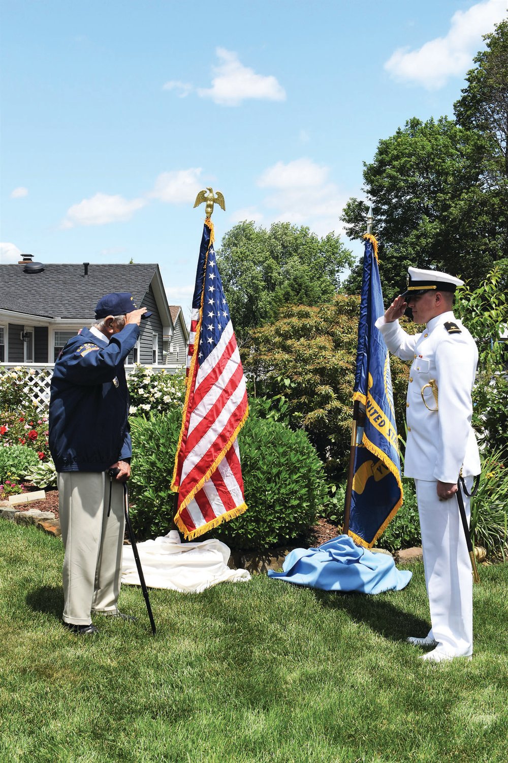 Nathanael Lee Poff exchanges his first salute with his grandfather, Jack Lee Poff of Phillipsburg, N.J.