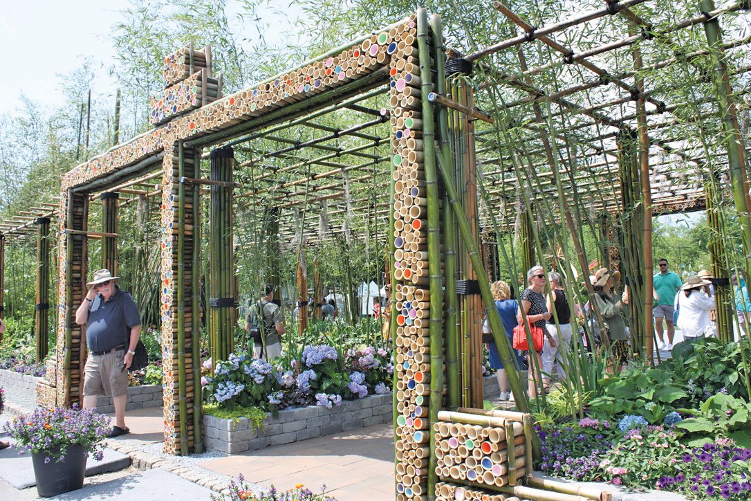 Treeline Designz of Portland, Ore., has found creative uses for bamboo in its exhibit, “Dancing With Nature.”