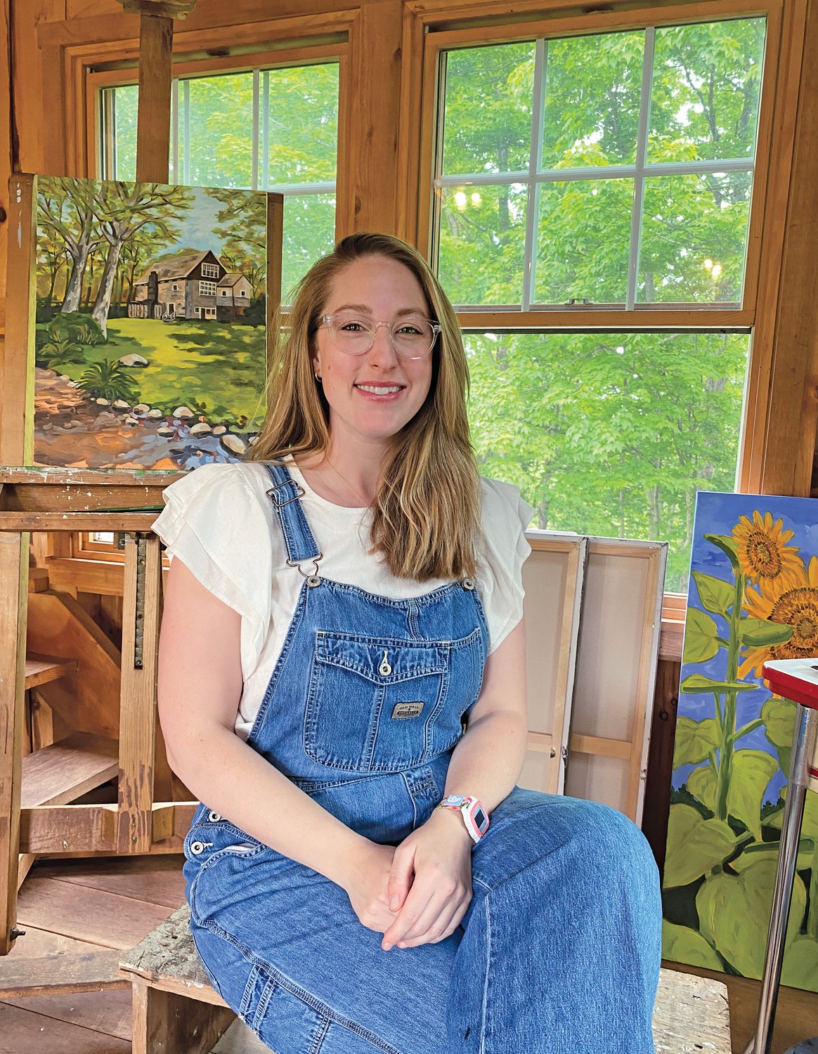 Amanda Penecale, with some of her artwork. She will lead “Painting in Nature at Phillips’ Mill,” a workshop series for teens.
