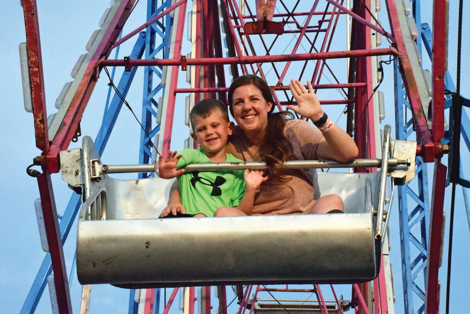 Heather McKiernan of Hilltown rides the Ferris wheel with her son, Rowan.