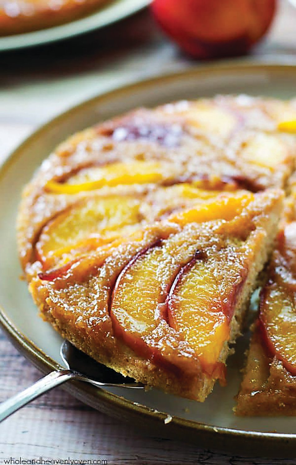 This peach upside-down cake is one way to enjoy the bumper crop of local peaches.