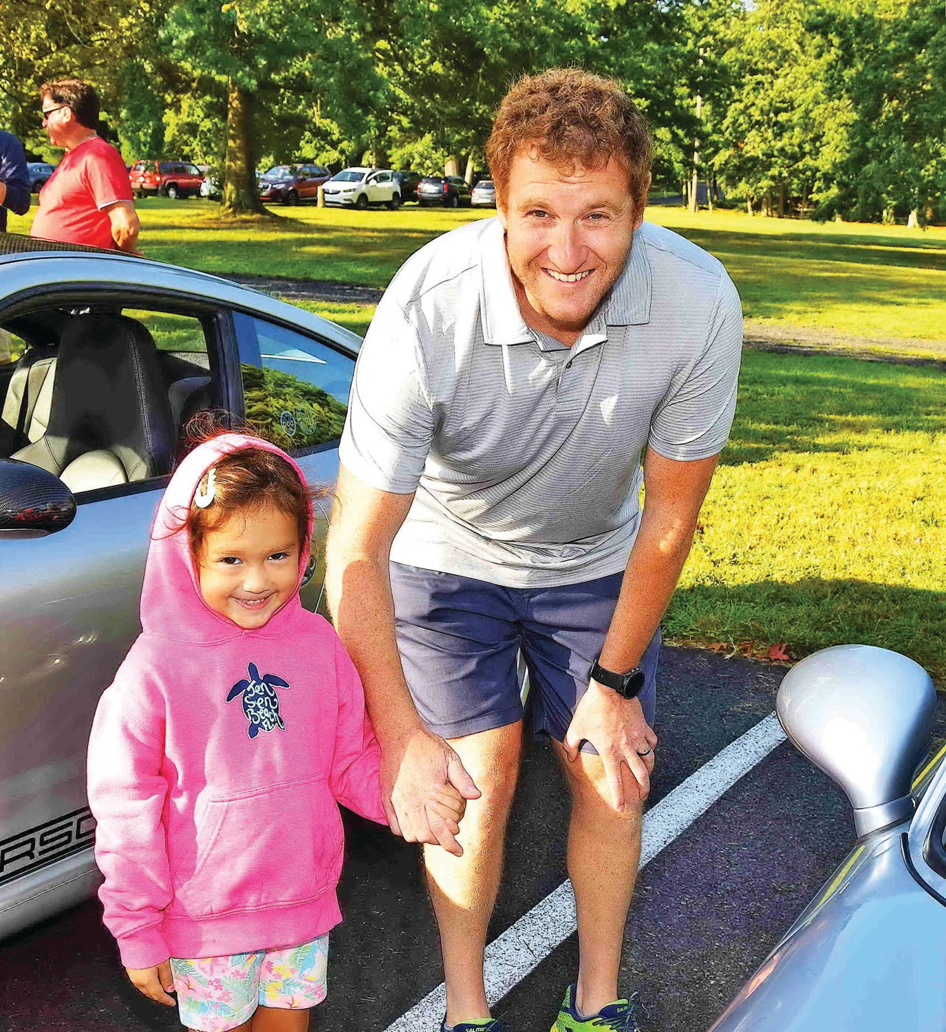 Visitors Brian Shaper with his daughter, Evelyn, 4.