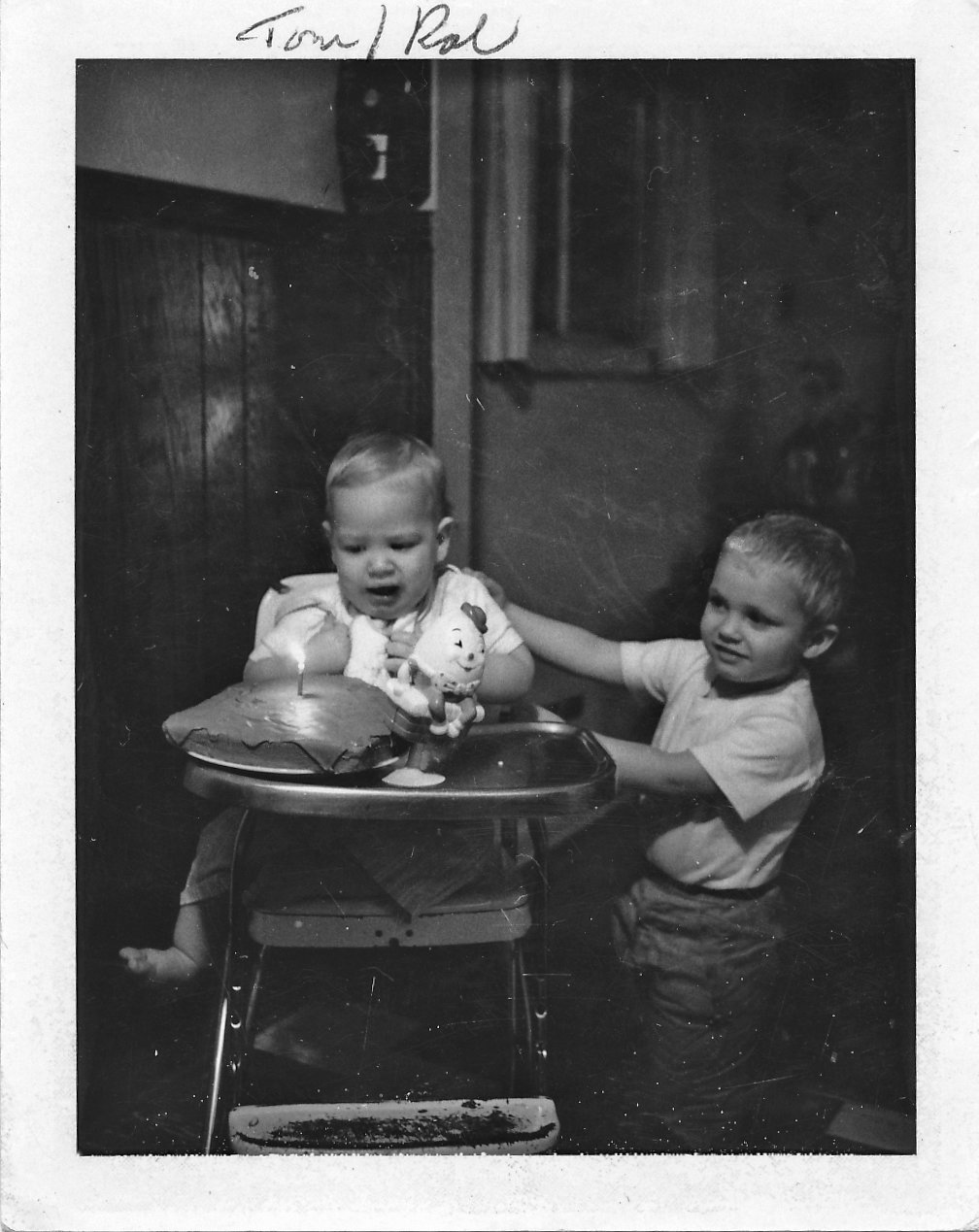 Tom, in the highchair, and Bert Savage in 1967. Close in age, the brothers shared a bedroom growing up.