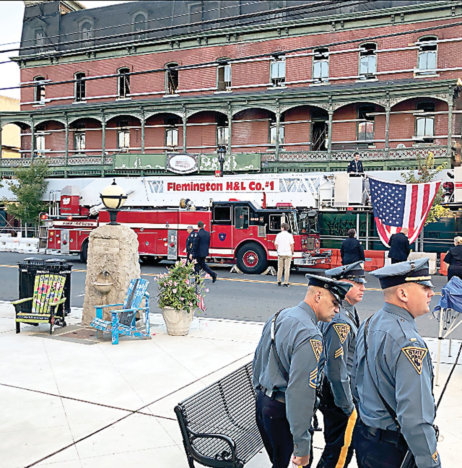 Members of the New Jersey State Police attended the ceremony, as did firefighters and other first responders.