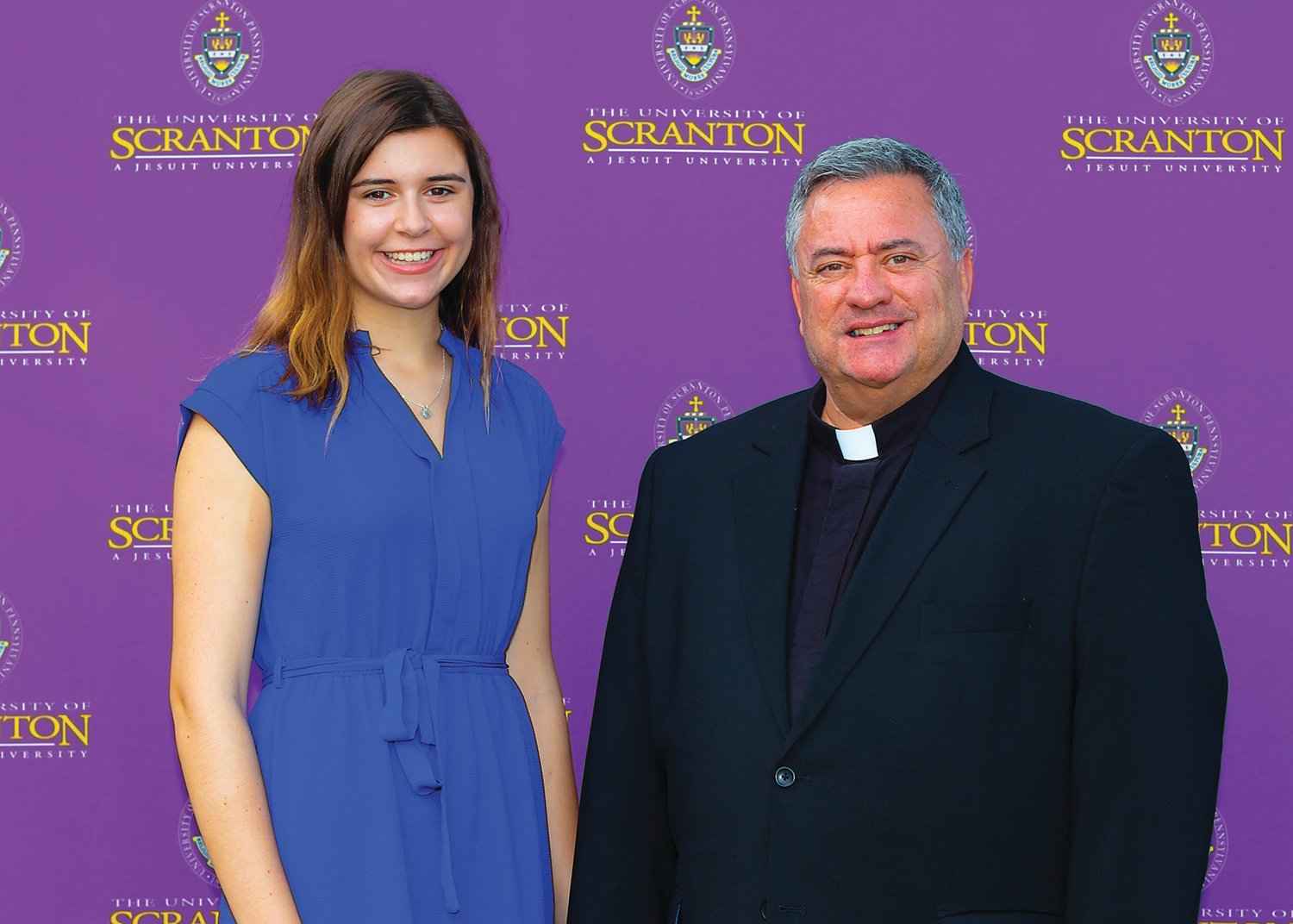 Grace McDonald with University of Scranton President Rev. Joseph Marina.