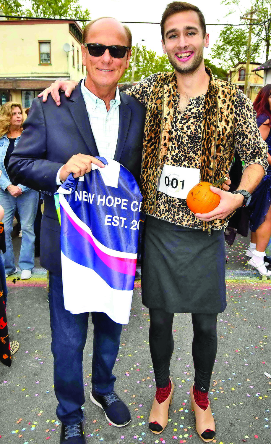Mayor of New Hope Larry Keller with Colin McClusick, the winner of the race.