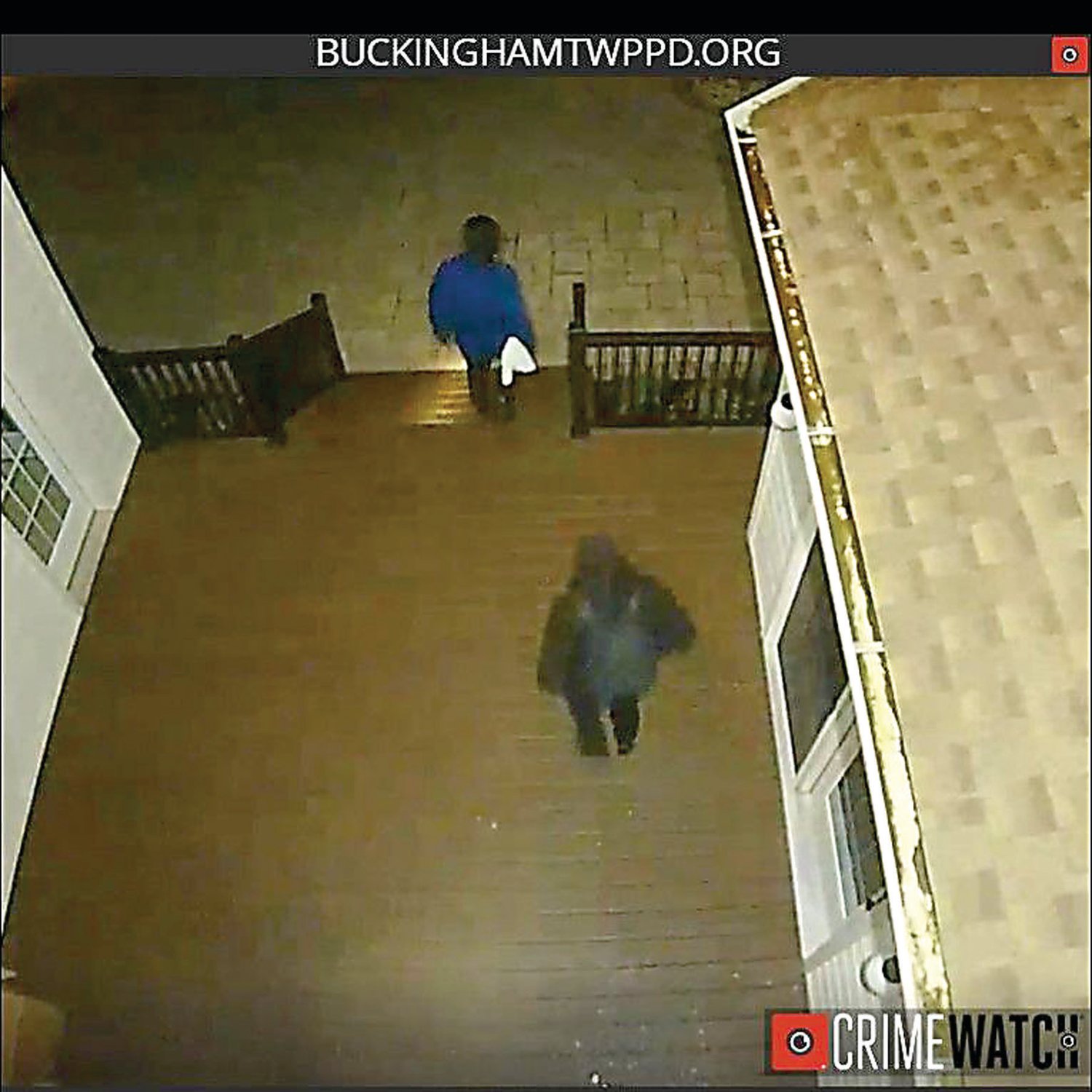 The suspects in two Buckingham burglaries were captured on surveillance video. Police are seeking information about their identities.