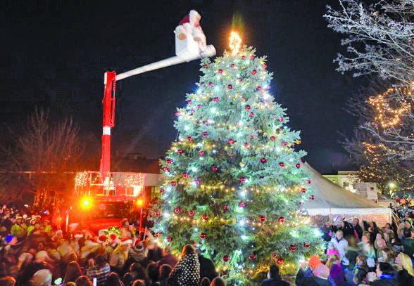 Santa lights Perkasie’s Christmas Tree in 2015.
