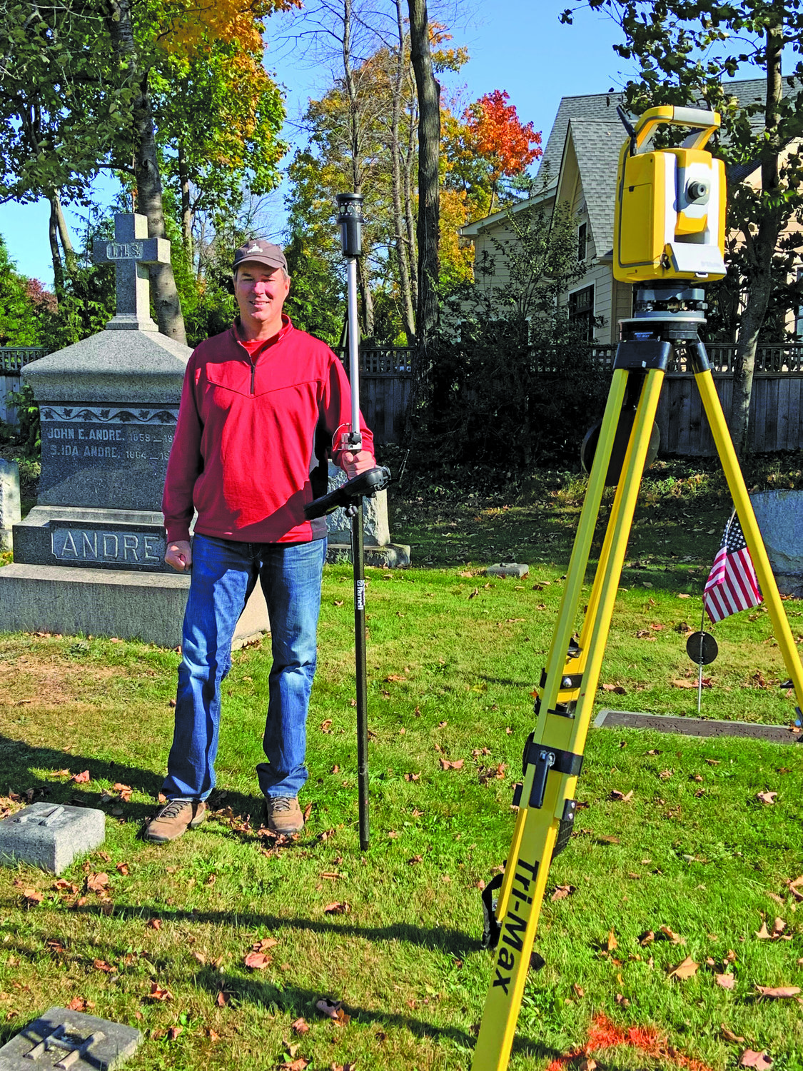 Benton Smith of Survey Mapping, brought his radar equipment to St. Mary’s Cemetery in Doylestown to look for unmarked graves.