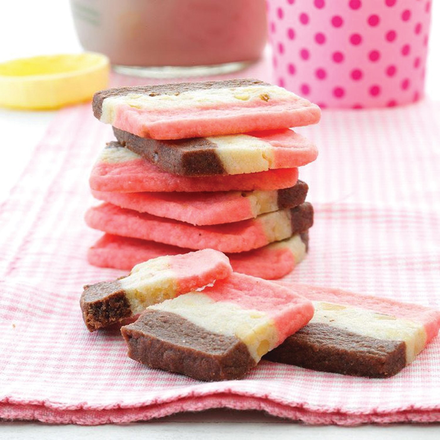 Neapolitan cookies are colorful and fun. The colors and flavorings can be changed to suit personal preferences.