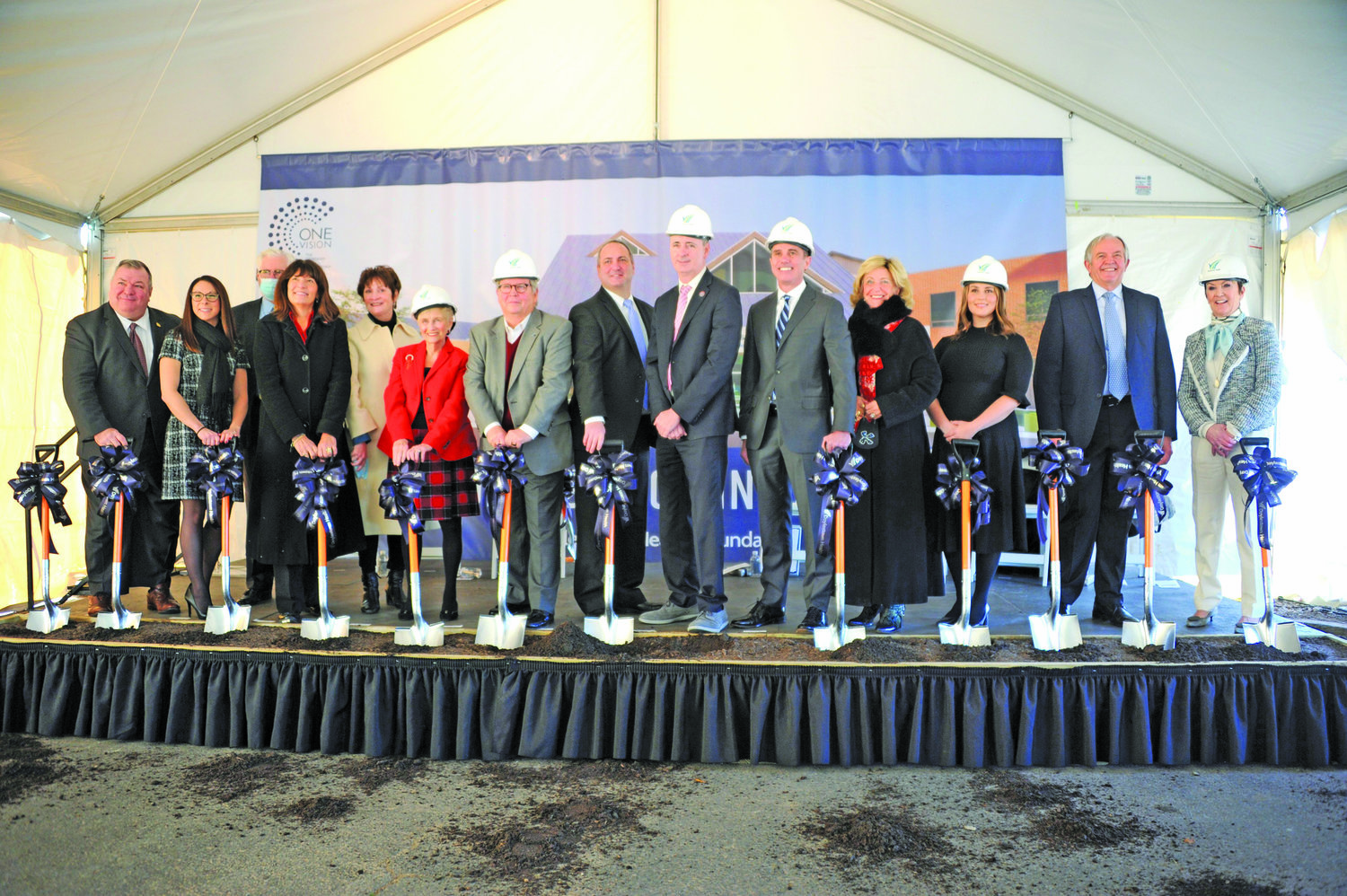 Taking part in the new groundbreaking ceremony for the new Children’s Village at Doylestown Hospital are local business and political leaders.