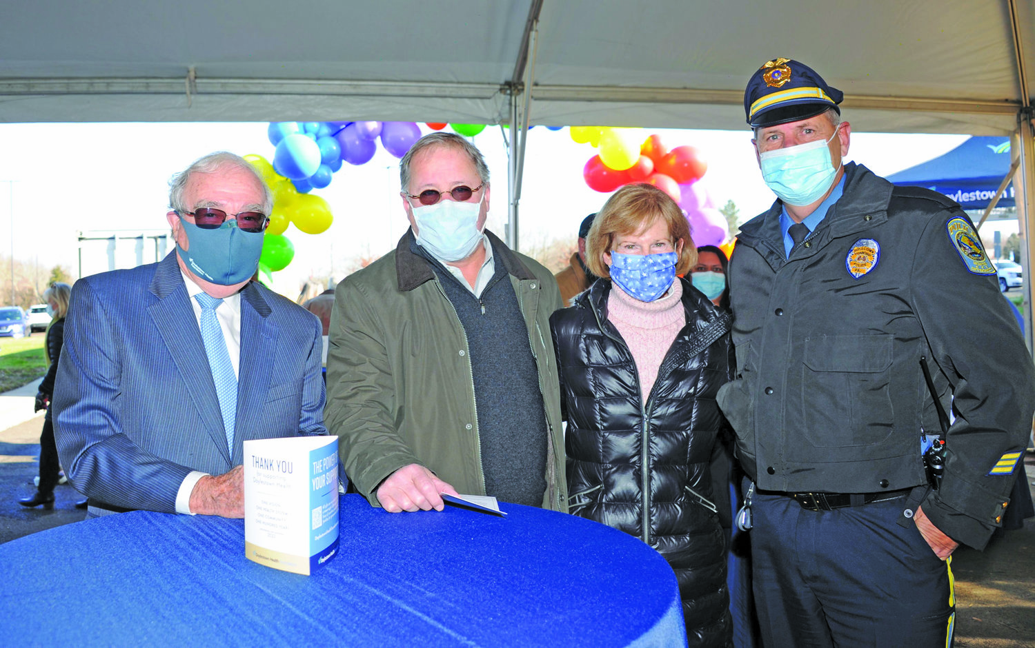 Dr. Donald Parlee, Ken Snyder, Cecile Balizet and Doylestown Township Police Chief Dean Logan.