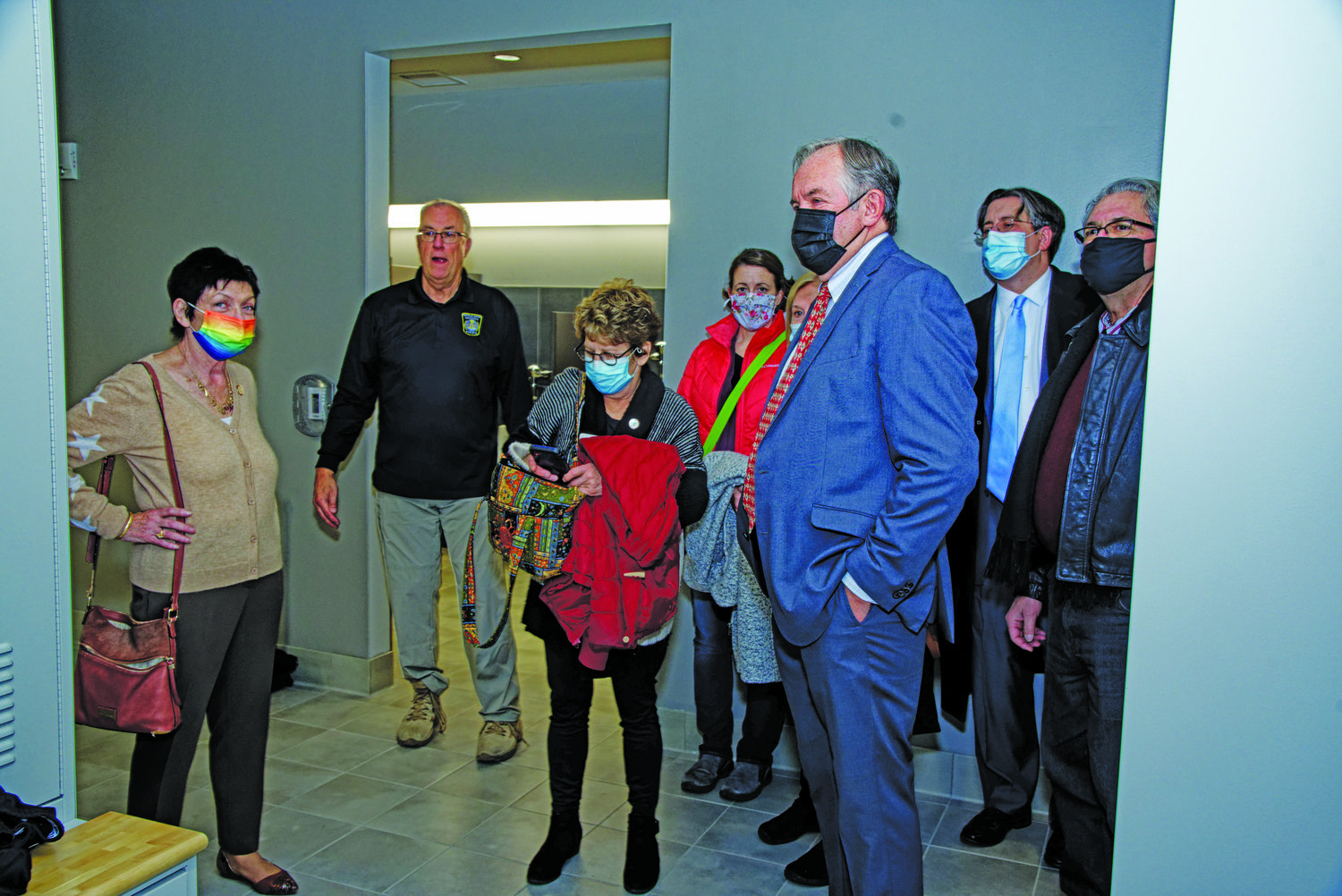Guests tour the new building. Doylestown Mayor-elect Noni West, is at left, Doylestown Councilwoman Wendy Margolis is in the center.