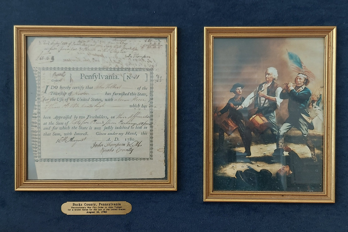 Tom Lingenfelter’s collection of documents includes this Revolutionary War pay order to John Tolbert of Bucks County for a brown horse for the use of the United States. He is hoping to find an appropriate space for his collection.