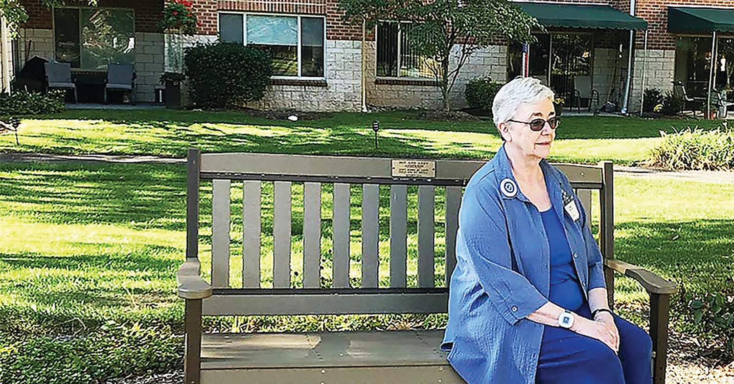 Ann’s Choice resident Betty Stawickie takes time out of her day to enjoy the scenery at Ann’s Choice and meditate.