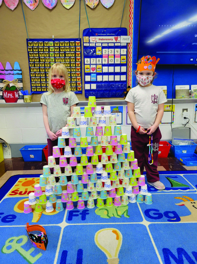 St. Isidore School students are 100 days smarter and had lots of activities to complete throughout the day. These friends created a tower of 100 cups.