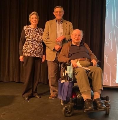 The Jewish Residents Council of Ann's Choice hosted Jewish educator Dr. Steven Chervin, center, Feb. 23, to discuss “Sects and the City – The Dead Sea Scrolls.” With him are Phyllis Halpern, JRC president, and Joe Shrager.