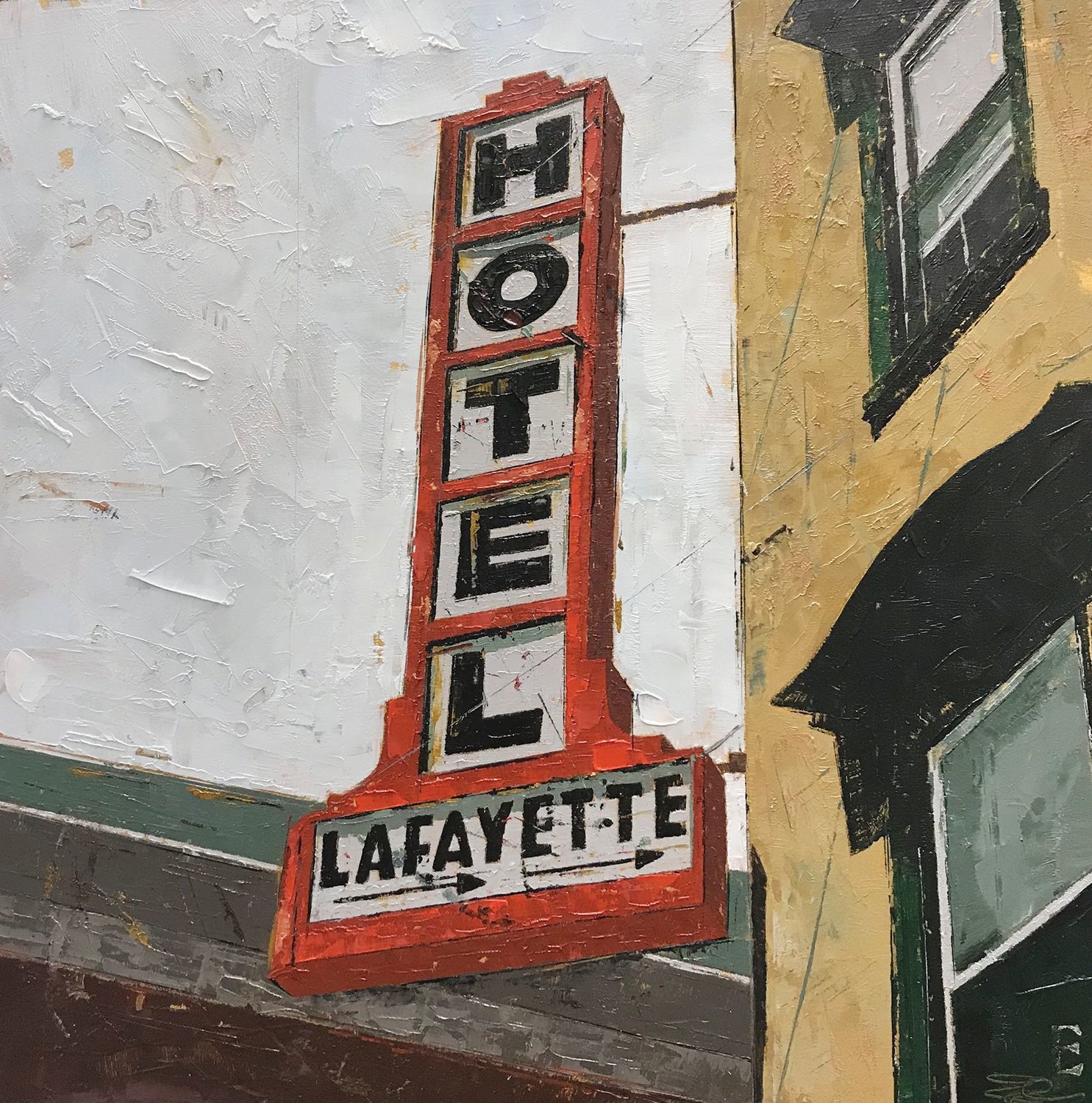 “Lafayette Hotel, Easton” is an oil painting by Emily Thompson.