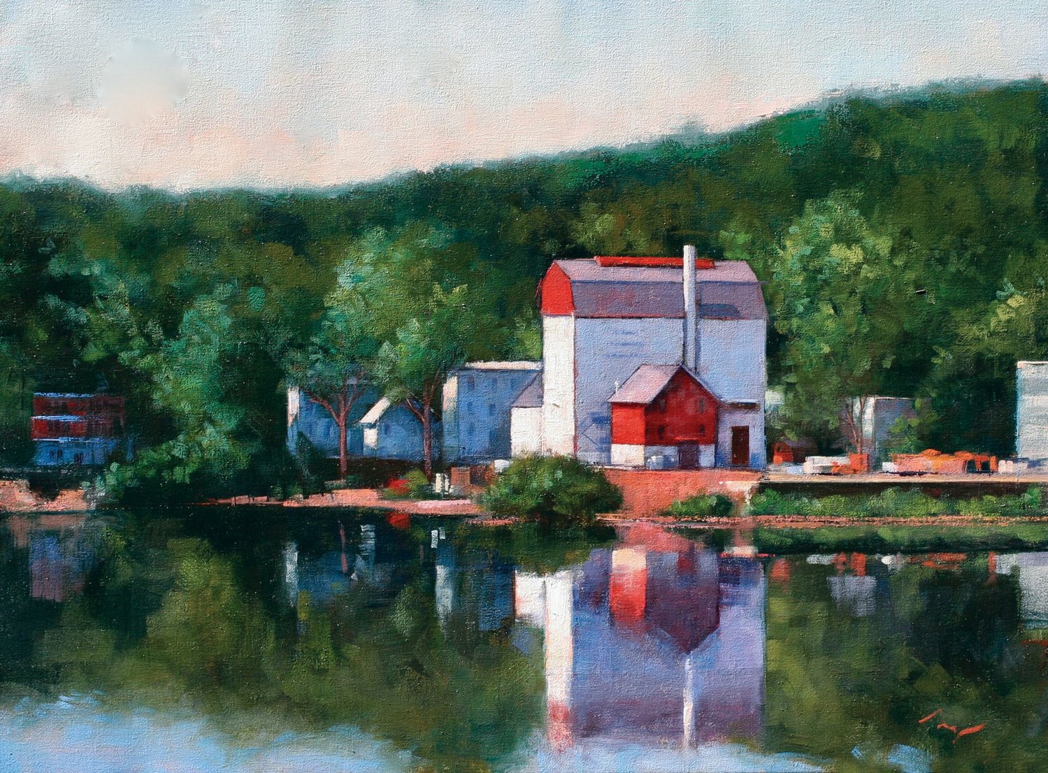 “Playhouse Reflections” is an oil painting by George Thompson.
