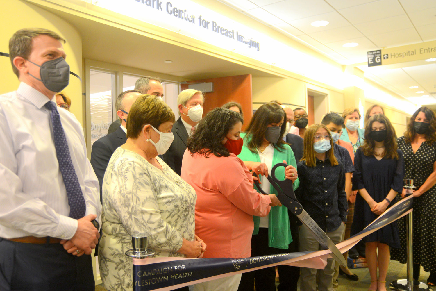 The Clark family cuts the ribbon for the Clark Center for Breast Imaging at Doylestown Hospital.