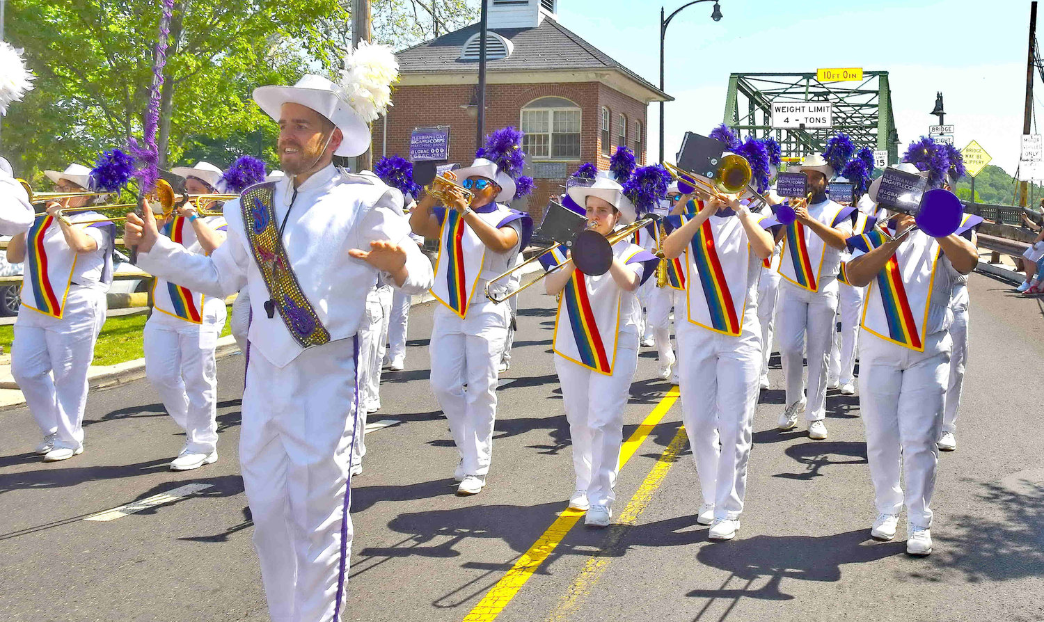 Members of New York City’s Lesbian and Gay Big Apple Corps Marching Band participate in the parade.