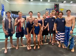 The CB East swim team 2022 swim clinic instructors.