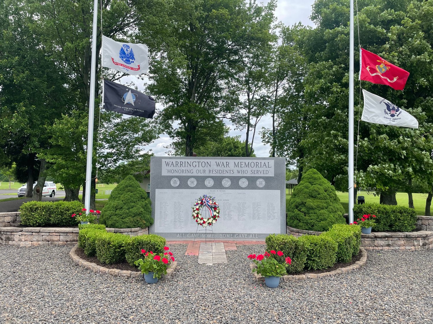 The Warrington War Memorial is located in IPW Memorial Fields.