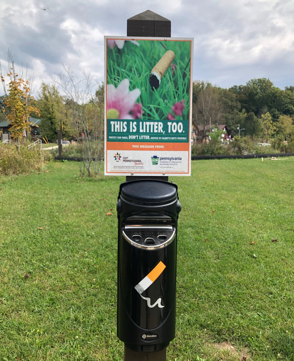 Keep Pennsylvania Beautiful is partnering with the Pennsylvania Department of Transportation to implement the Cigarette Litter Prevention Program (CLPP) at 14 state welcome centers. Ash receptacles will be installed at each of the building’s points of entry.