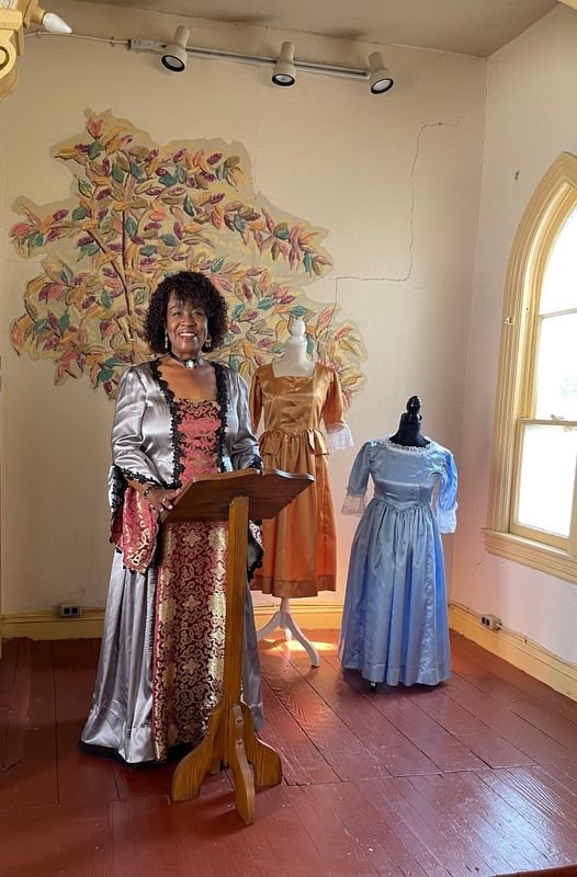 Yardley Borough’s Shirley Lee Corsey in the pulpit at an old AME church on South Canal Street in the borough she and others are trying to restore.