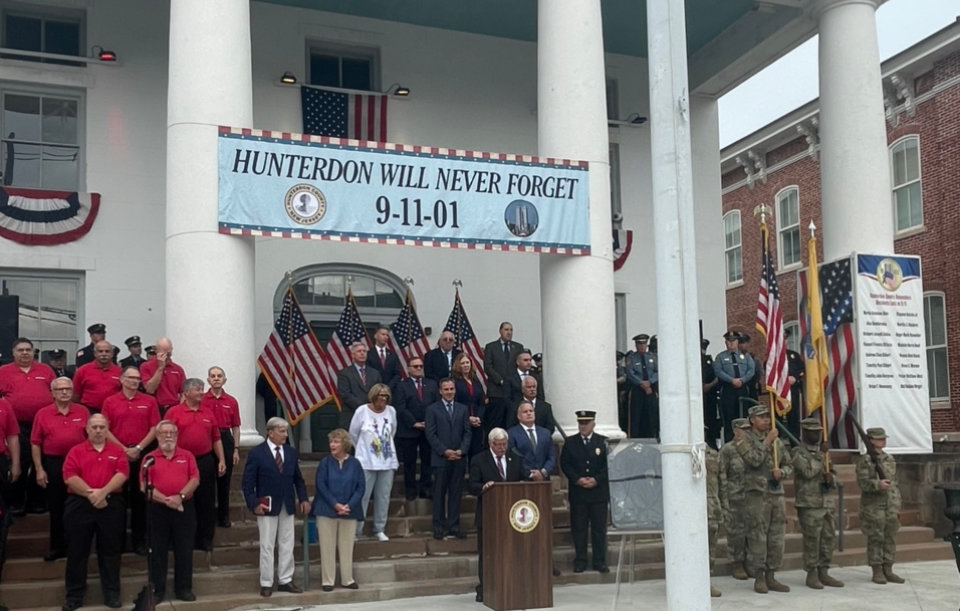 Sheriff Fred W. Brown speaks at Hunterdon County’s 9/11 Remembrance Ceremony.