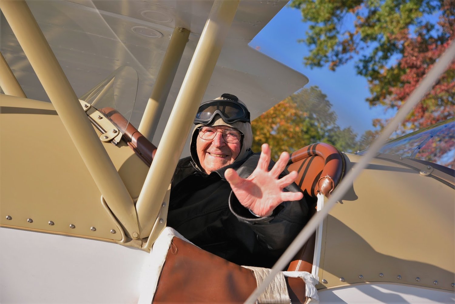 George Coulter waves from the cockpit.