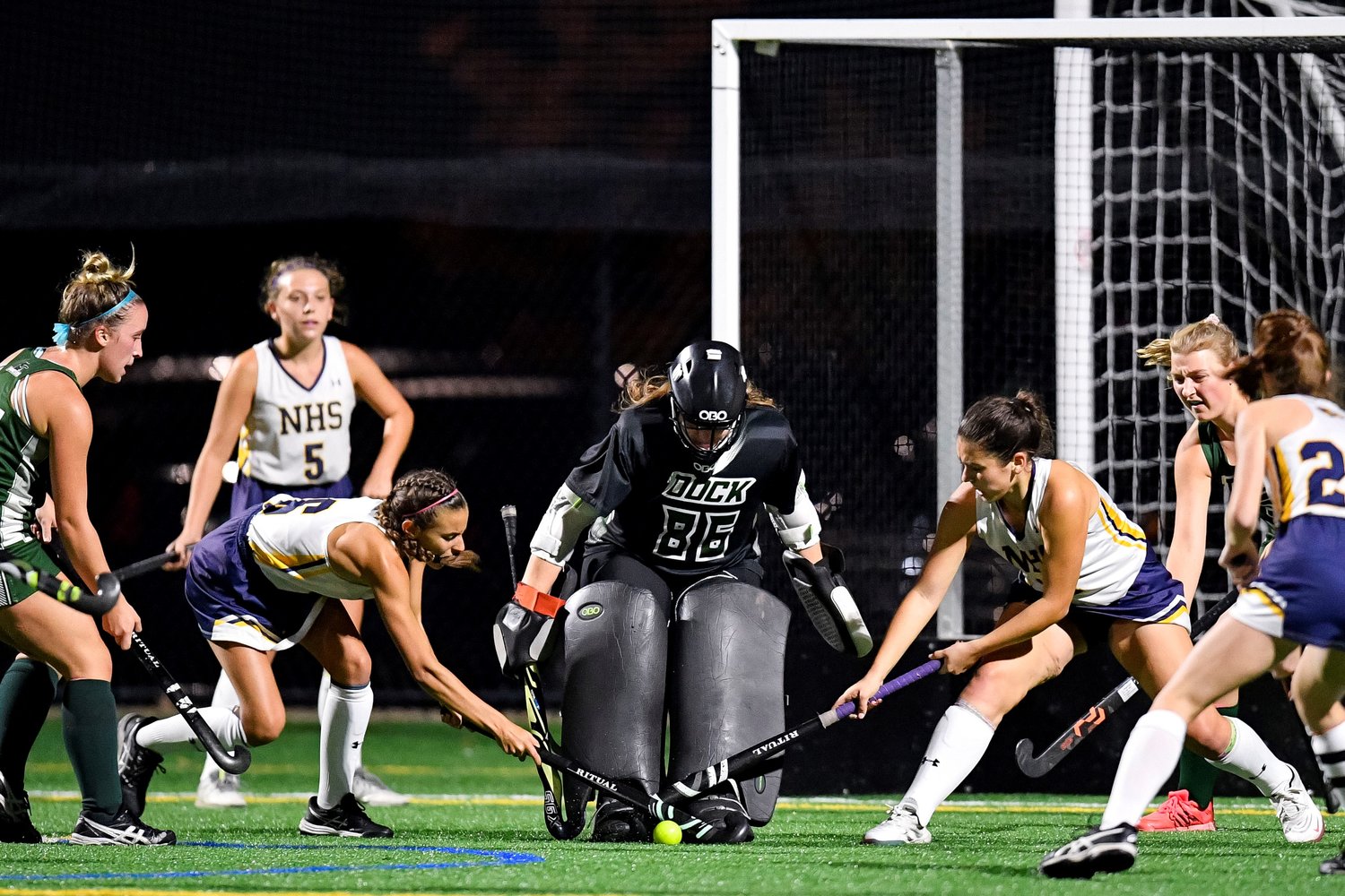 New Hope-Solebury had a good scoring chance late in the fourth quarter when Olivia Conte and Mia Patino got a shot on Dock goalie Haley Harper.