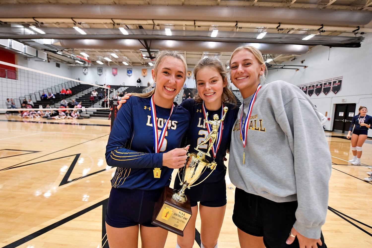 New Hope-Solebury’s captains with the championship trophy.