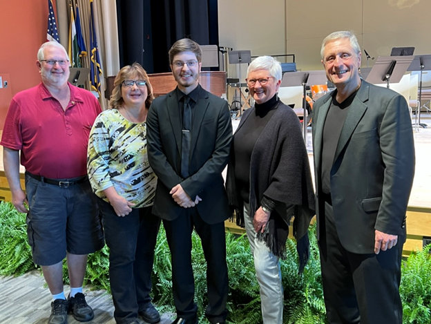 From left are: Terry and Carol Knauss, Christopher Knauss, Kyle McKoy, CEO, Bucks County Historical Society; and Dr. Jack Schmidt, professor, and music director.