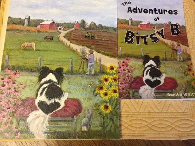 The cover of Bonita Waitl’s book, right, is based on her acrylic painting with only a few changes made by the publisher.