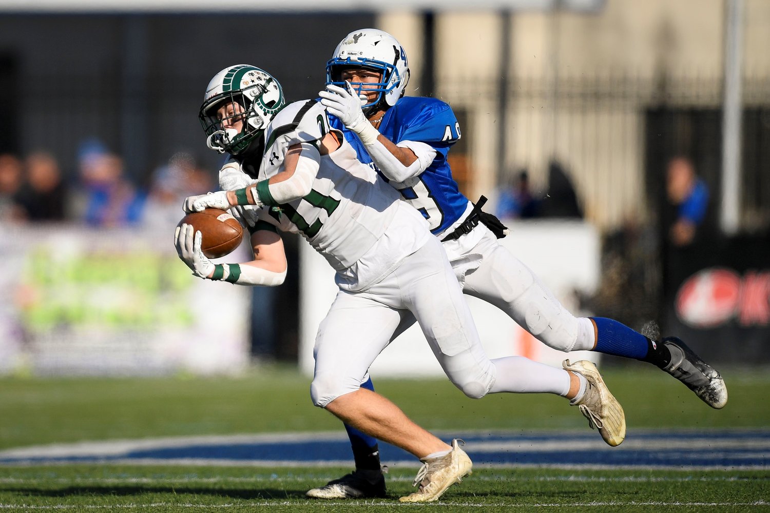 Pennridge’s Connor Lelii catches a pass out of the backfield for a short gain.