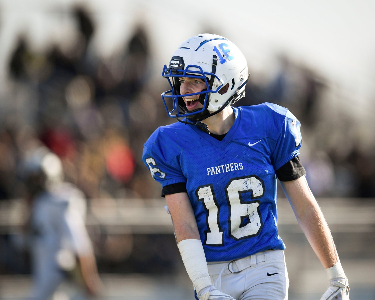 Quakertown’s Adam Streahle after defending a pass in the third quarter.
